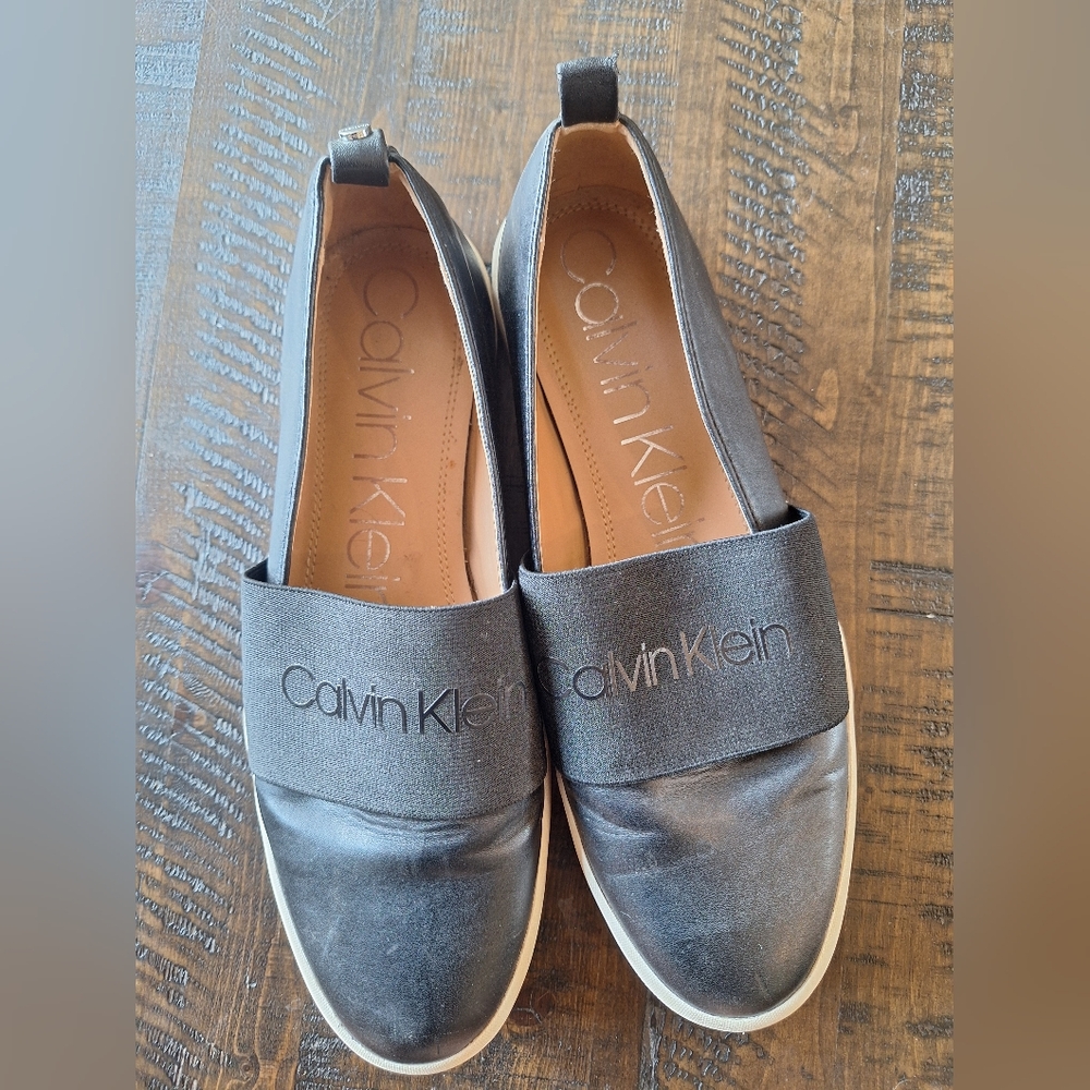 Calvin Klein Women's Black Leather Loafer Sneakers